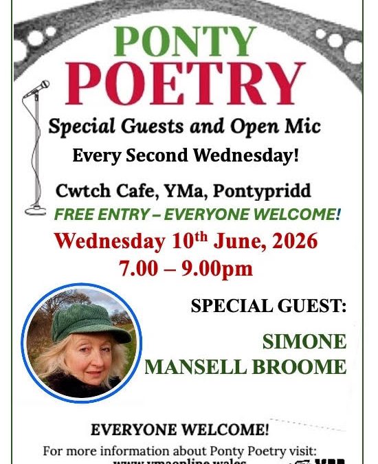 Simone is guest poet at Ponty Poetry – Wed June 10th 7-9pm